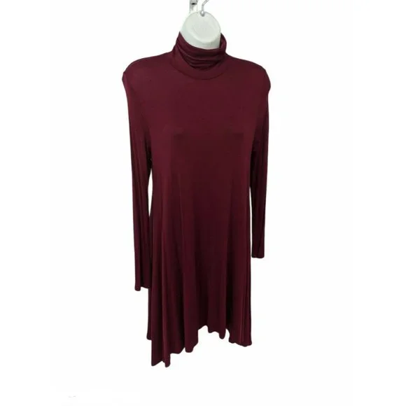 knee length dresses for ladies Knit turtle neck trapeze dress – Maison Fifi main image 1